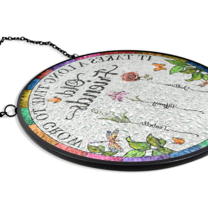 Birth Flower Grow An Old Friend - Stained Glass Suncatcher Window Hanging Ornament for Friends, Sisters, and Colleagues