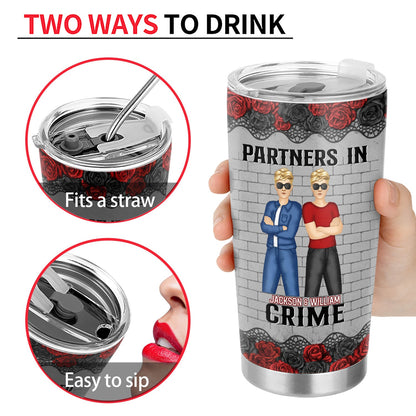 Bestie Partners In Crime If We Get Caught Tumbler Cup - Insulated Travel Mug for Hot & Cold Drinks, Ideal Gift for Friends and Family