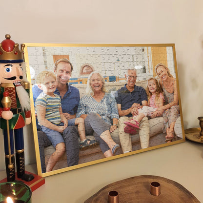 Gift For Grandparents - Personalized Photo Jigsaw Puzzle 200 or 500 Pieces, Wooden Family Reunion Puzzle for All Generations, Fun and Engaging Gift Idea