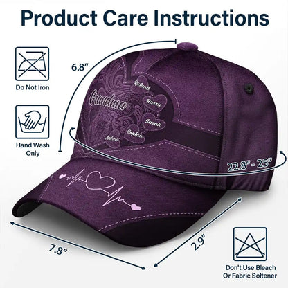 Grandma's Little Sweethearts - Personalized Classic Cap for Women, Adjustable Cotton Hat, Ideal Gift for Grandmothers, Casual Wear, Outdoor Activities