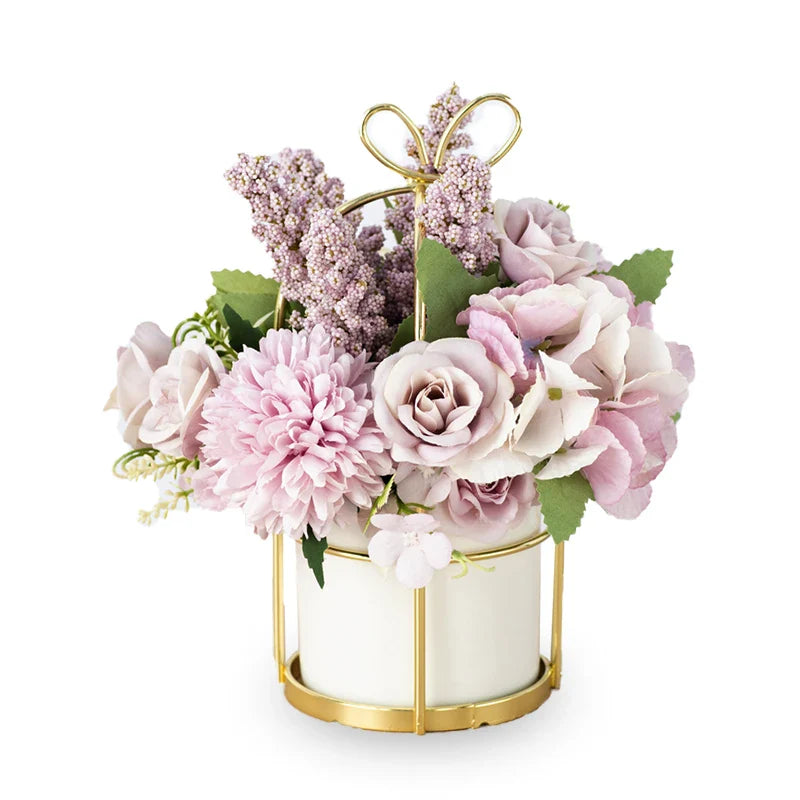 european ceramic vase medium size, elegant home office decor, modern desktop flower pot, high-gloss finish for artificial floral arrangements, living room shelf ornament