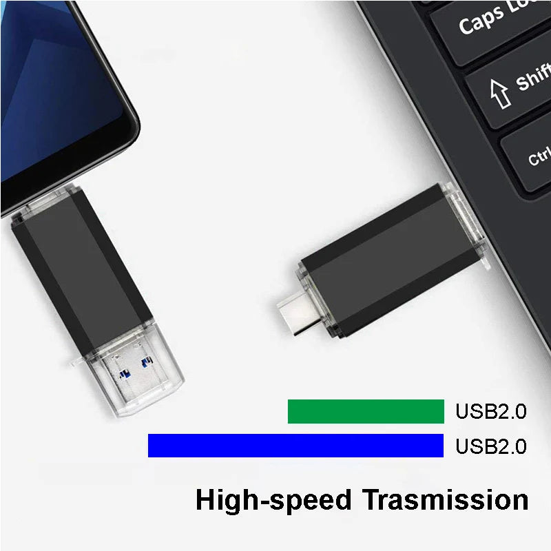 "3-in-1 usb 3.0 & type c otg flash drive, 32gb-512gb high-speed metal usb stick, multifunctional pen drive for pc, smartphone & tablet"