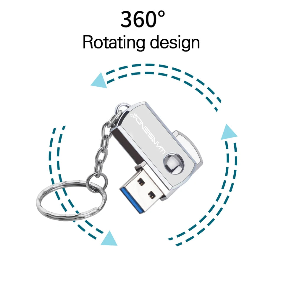 usb 3.0 flash drive, metal memory stick, keychain pen drive, rotating design, 16gb, 32gb, 64gb, 128gb, 256gb storage options, high-speed data transfer