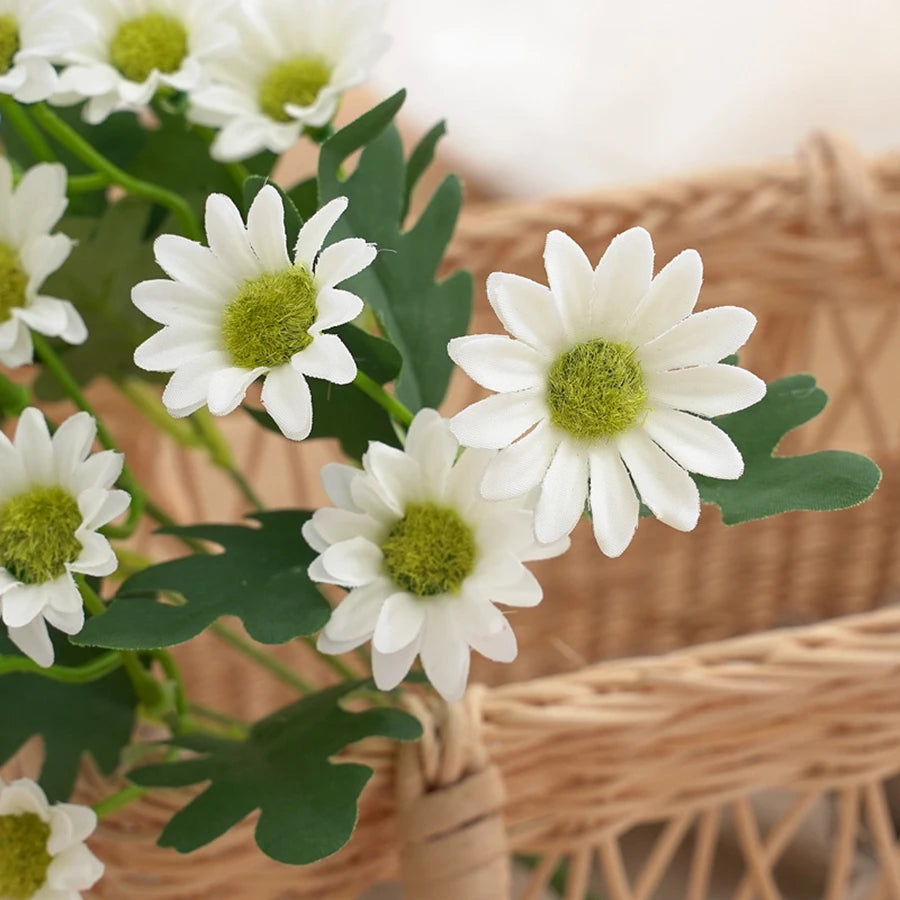 silk daisy artificial flowers bouquet for bridal shower, wedding, home, garden decor, autumn party, outdoor venue embellishment, craft projects, no wilt, easy care