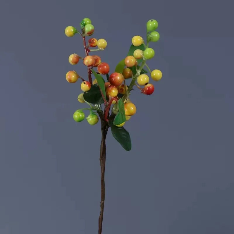 artificial flower bouquet, 5 pack 25cm silk berry branches for indoor decoration, weddings, parties, bridal showers, multicolour (red, blue, green, white)