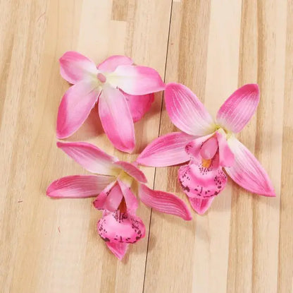 Artificial Orchid Flower Heads 7.5cm, Silk Decoration for Home Wedding, DIY Craft, 10/20/30PCS Assorted Colours, Gift Scrapbooking Decorative Floral Design