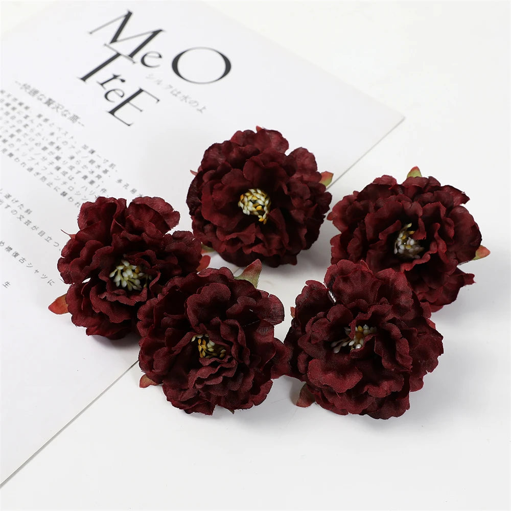 artificial peony flower heads, silk floral decor, wedding, home, events, diy headdress, indoor arrangement, anniversary, party decoration, 10 pack