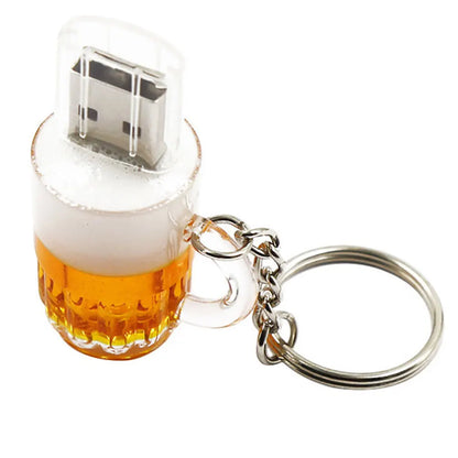 Creative Beer Mug USB 2.0 Flash Drive 64GB - Fun Memory Stick with Key Chain, Perfect Gift for Tech Lovers and Special Occasions!