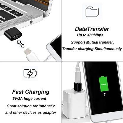 USB 3.0 to USB-C 3.1 Adapter, High-Speed Type-C Female to Type-A Male for Fast Charging, Data Transfer, OTG Converter, CE Certified, Portable Mini Connector, 5V Output