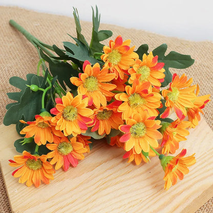 Silk Daisy Artificial Flowers Bouquet for Bridal Shower, Wedding, Home, Garden Decor, Autumn Party, Outdoor Venue Embellishment, Craft Projects, No Wilt, Easy Care