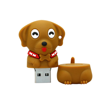 USB Flash Drive Dog-Themed Memory Stick, Silicone Animal Design, 8GB to 256GB, Compatible with Windows & Mac, Cute Cartoon Pug, Labrador, Bulldog USB 2.0 Pendrive for Storage