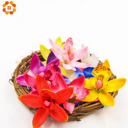 Artificial Orchid Flower Heads 7.5cm, Silk Decoration for Home Wedding, DIY Craft, 10/20/30PCS Assorted Colours, Gift Scrapbooking Decorative Floral Design