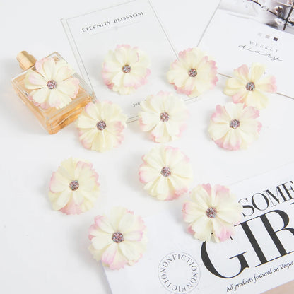 50pcs Pink Silk Daisy Heads Artificial Flowers for Wedding Decorations, DIY Crafts, Party Decor, Christmas Wreaths, Home Decor, and Indoor Use