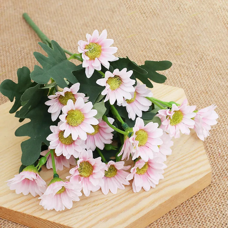 silk daisy artificial flowers bouquet for bridal shower, wedding, home, garden decor, autumn party, outdoor venue embellishment, craft projects, no wilt, easy care