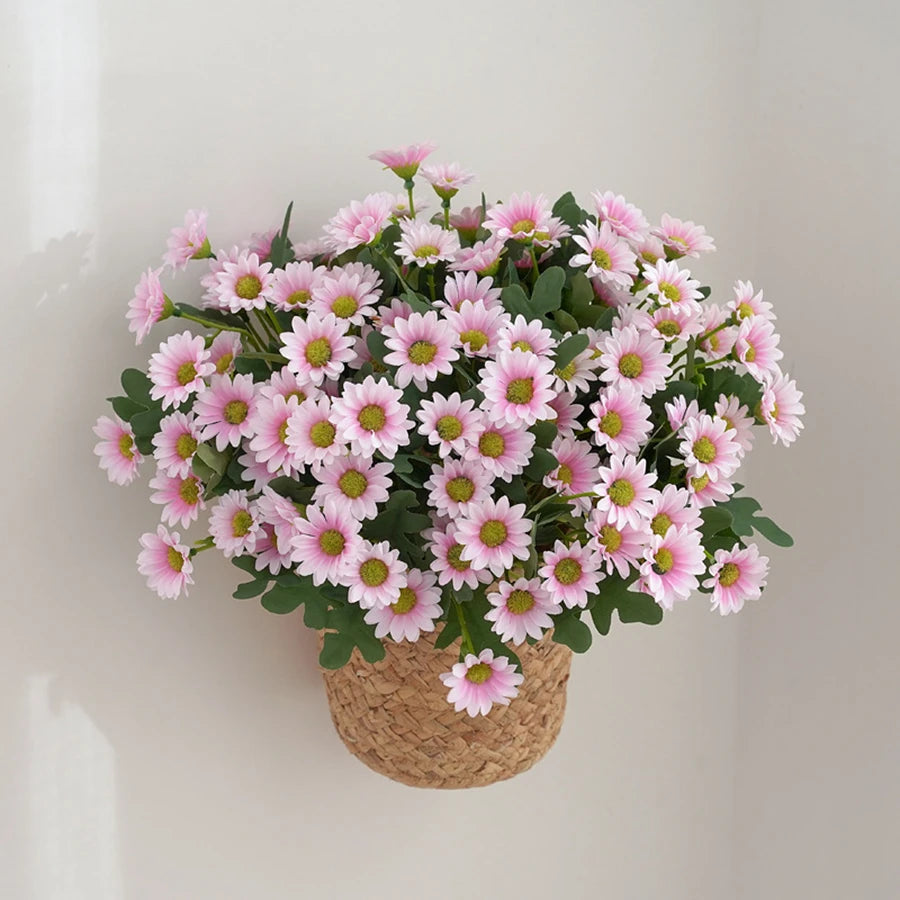 silk daisy artificial flowers bouquet for bridal shower, wedding, home, garden decor, autumn party, outdoor venue embellishment, craft projects, no wilt, easy care