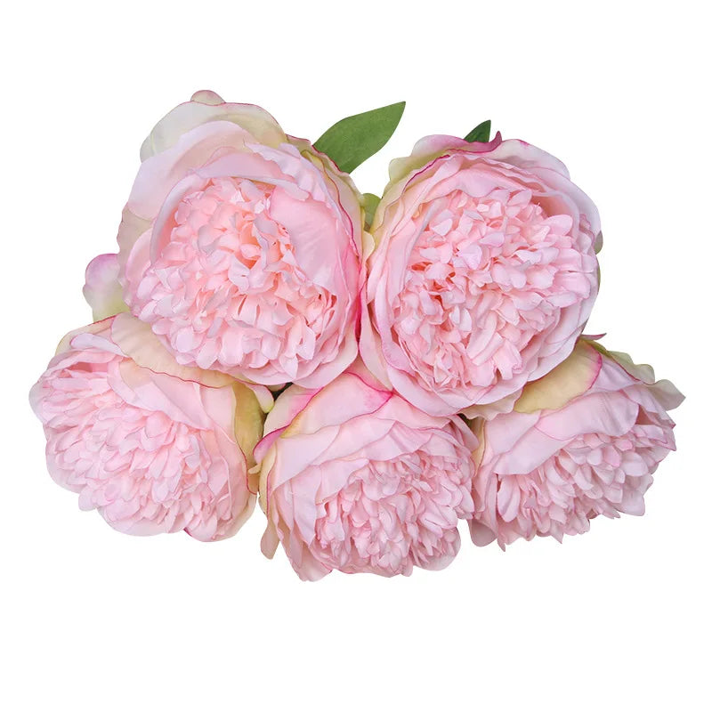 peony silk flower bouquet, rose pink, 32cm, large heads, for bridal showers, engagements, weddings, parties, home decor, indoor arrangements