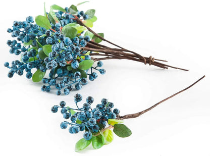 Artificial Flower Bouquet, 5 Pack 25cm Silk Berry Branches for Indoor Decoration, Weddings, Parties, Bridal Showers, Multicolour (Red, Blue, Green, White)