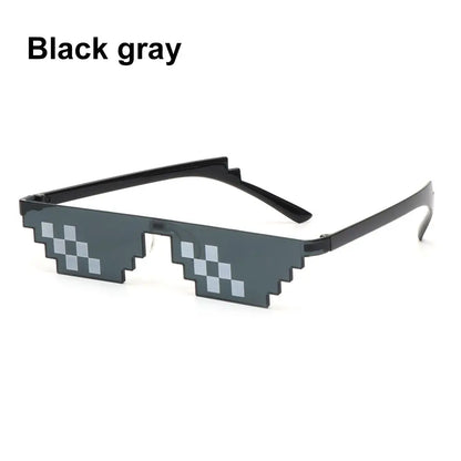 New Design Funny Mosaic Sunglasses Thug Life Sun Glasses Pixel Black Retro Gamer Robot Eyewear for Birthday Parties and Cosplay Favors