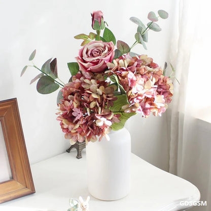 Silk Hydrangea Artificial Flower Bouquet for Home Decor, Weddings, Parties, Baby Showers, and More - Elegant Faux Floral Arrangement for Indoor and Outdoor Use