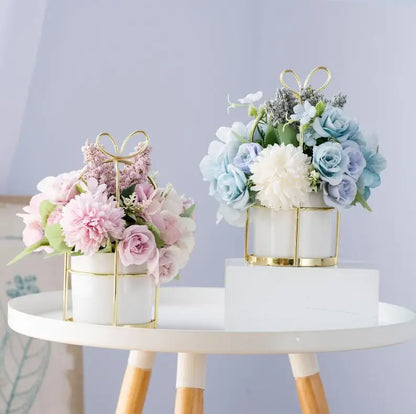 European Ceramic Vase Medium Size, Elegant Home Office Decor, Modern Desktop Flower Pot, High-Gloss Finish for Artificial Floral Arrangements, Living Room Shelf Ornament