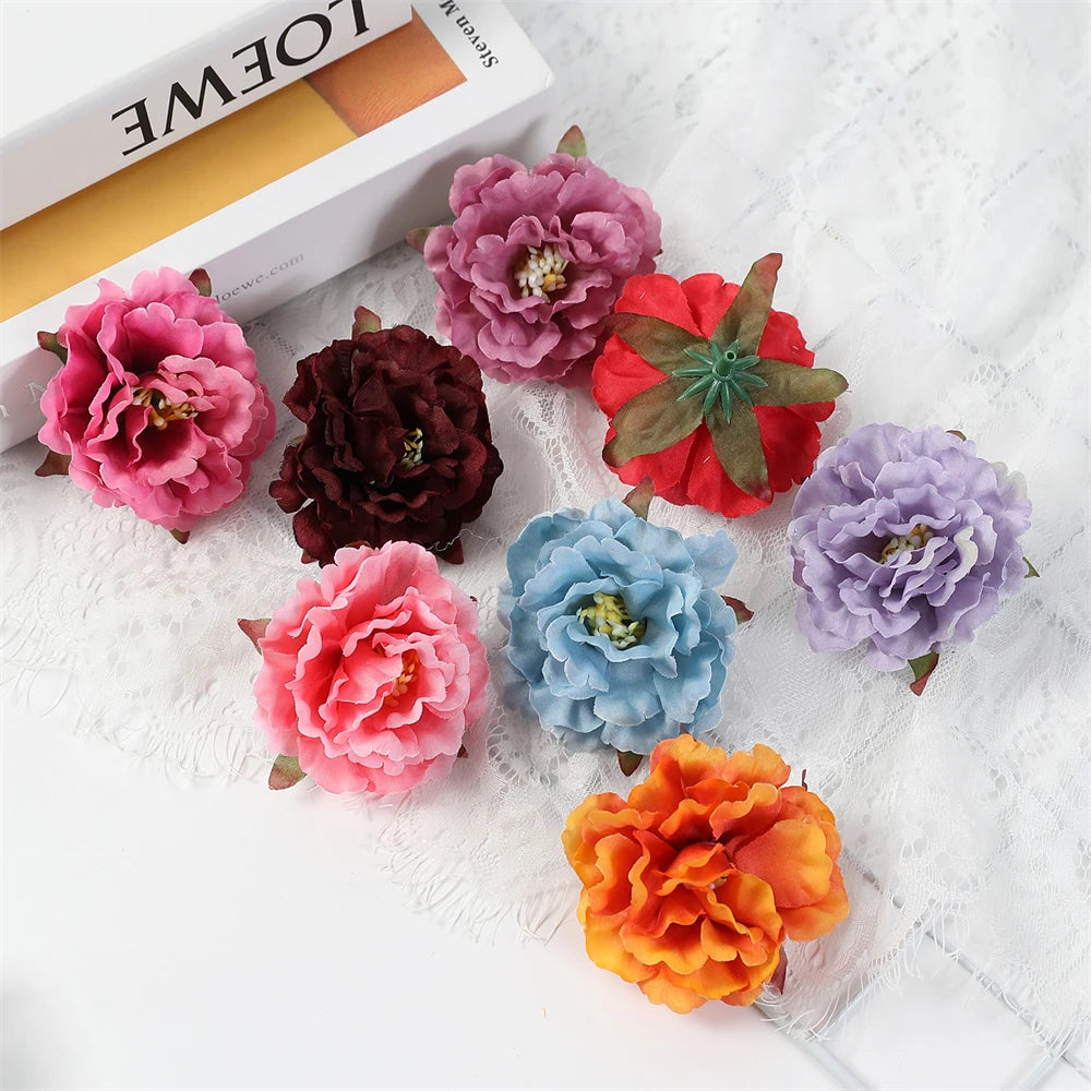 artificial peony flower heads, silk floral decor, wedding, home, events, diy headdress, indoor arrangement, anniversary, party decoration, 10 pack