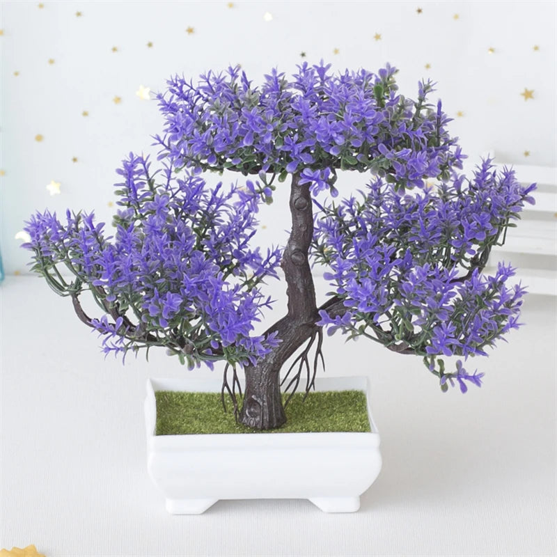 artificial bonsai tree decor, small plastic potted plant for home and office, fake plant desktop ornament, ideal for bridal showers, gardens, and outdoor exhibits