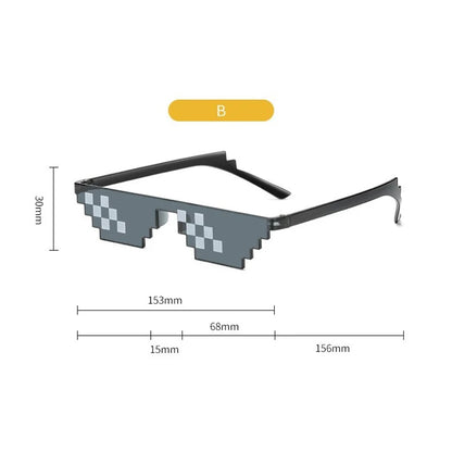 8 Bit Thug Life Sunglasses Pixelated Shades Unisex Gift Mosaic Eyewear for Men Women Retro Toy Glasses Fun Eyeglasses for Parties and Festivals