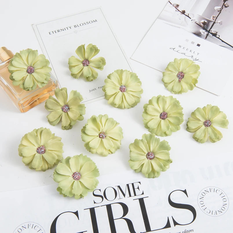 50pcs pink silk daisy heads artificial flowers for wedding decorations, diy crafts, party decor, christmas wreaths, home decor, and indoor use