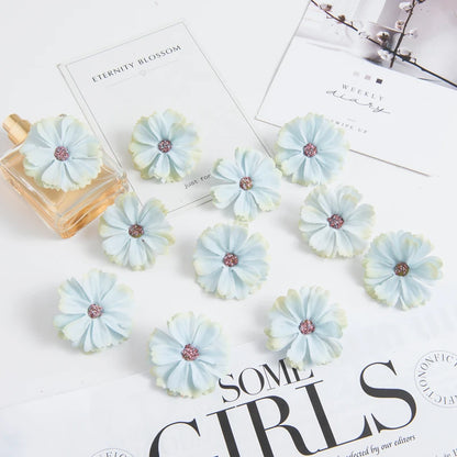 50pcs Pink Silk Daisy Heads Artificial Flowers for Wedding Decorations, DIY Crafts, Party Decor, Christmas Wreaths, Home Decor, and Indoor Use