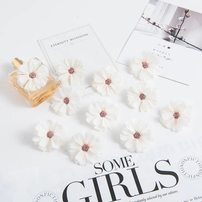 50pcs Pink Silk Daisy Heads Artificial Flowers for Wedding Decorations, DIY Crafts, Party Decor, Christmas Wreaths, Home Decor, and Indoor Use