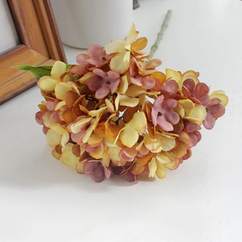 silk hydrangea artificial flower bouquet for home decor, weddings, parties, baby showers, and more - elegant faux floral arrangement for indoor and outdoor use