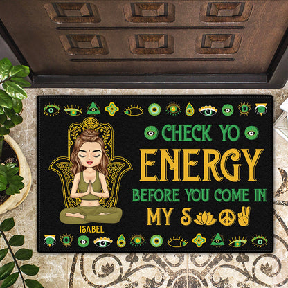Please Be Mindful Of The Energy You Bring Into This Space Doormat - Loving Gift For Women And Yoga Lovers - Rubber Base Non-Slip Welcome Mat