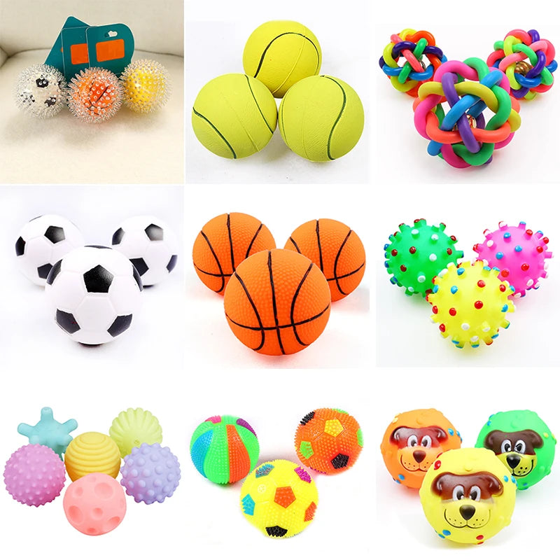 squeaky rubber dog ball toy, durable 6cm chew toy for puppies & small dogs, interactive plastic fetch ball, ideal for training & reducing pet boredom