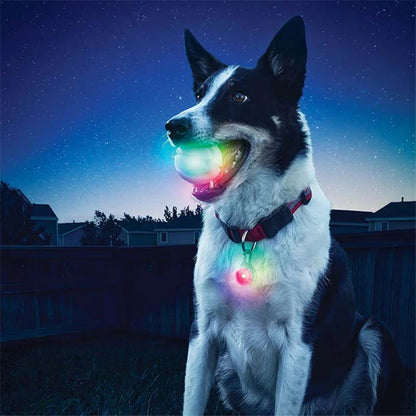 Glowing LED Dog Ball Toy for Night Play, Durable Rubber Design, Stainless Steel Core, with Battery Included, Perfect for Pet Exercise, Training, and Interactive Fun