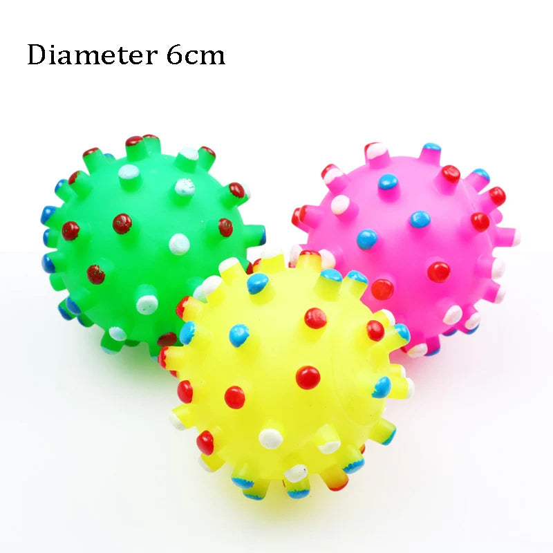 squeaky rubber dog ball toy, durable 6cm chew toy for puppies & small dogs, interactive plastic fetch ball, ideal for training & reducing pet boredom