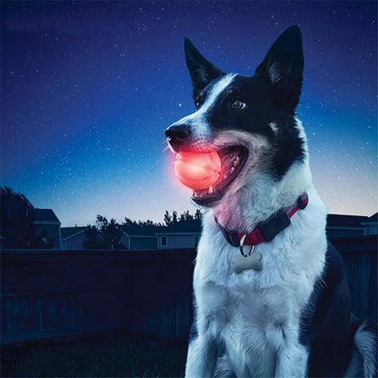 Glowing LED Dog Ball Toy for Night Play, Durable Rubber Design, Stainless Steel Core, with Battery Included, Perfect for Pet Exercise, Training, and Interactive Fun