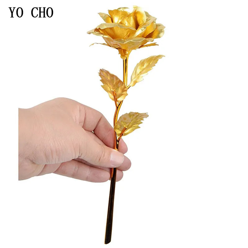 artificial gold rose flower gift box - handcrafted decorative floral branch for weddings, parties, and celebrations - perfect for valentine's, anniversaries, and home décor