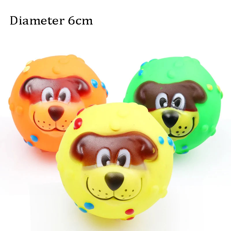 squeaky rubber dog ball toy, durable 6cm chew toy for puppies & small dogs, interactive plastic fetch ball, ideal for training & reducing pet boredom