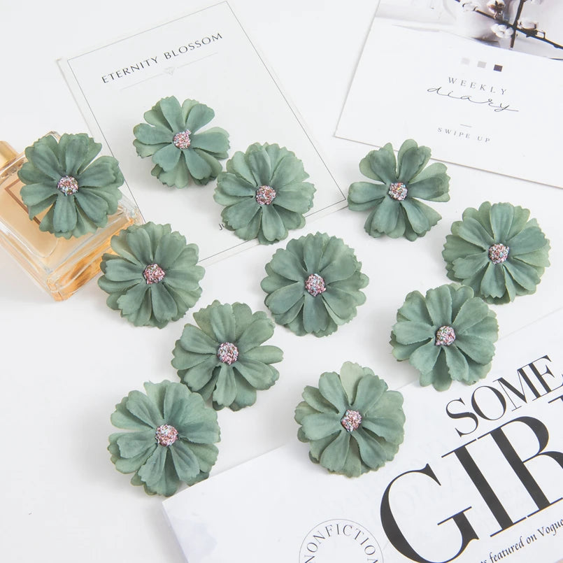 50pcs pink silk daisy heads artificial flowers for wedding decorations, diy crafts, party decor, christmas wreaths, home decor, and indoor use