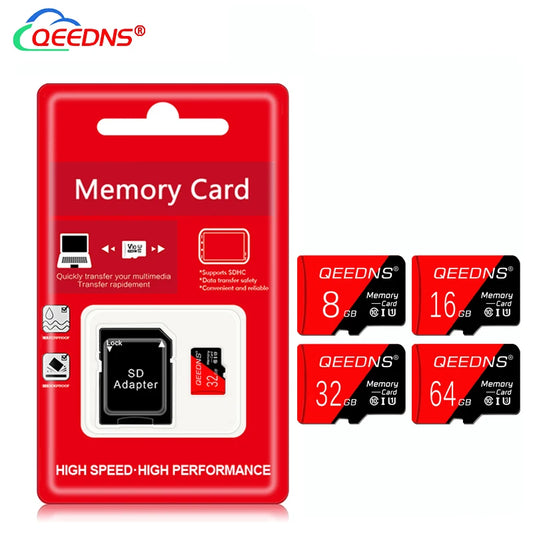 Mini SD Card 128GB 64GB 32GB 16GB 8GB Ultra Memory Card Class 10 SD/TF Flash Card with Free Adapter for Cameras, Phones, Tablets, and More
