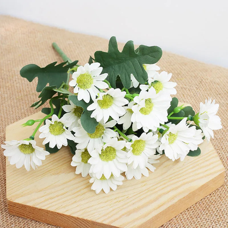 silk daisy artificial flowers bouquet for bridal shower, wedding, home, garden decor, autumn party, outdoor venue embellishment, craft projects, no wilt, easy care