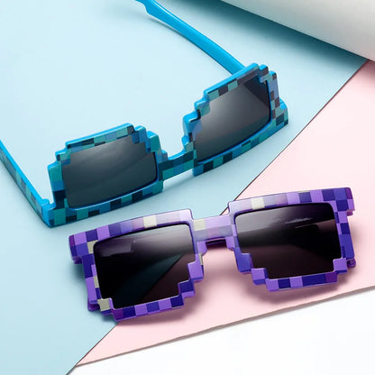 2021 New Fashion Sun Glasses Hot Sale Sunglasses Novelty Creeper Glasses Pixel Eyewear for Boys Girls Funny Mosaic Goggles Trendy Casual Style