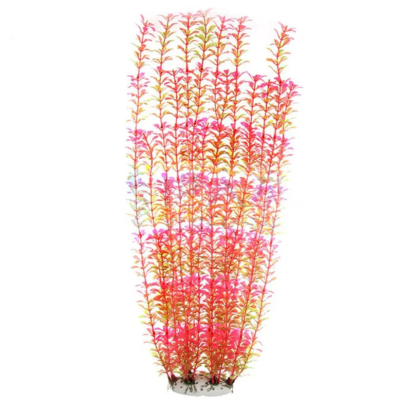 artificial fish tank plants 50cm – purple, green & red plastic water grass for aquarium decoration | realistic hanging fake bamboo leaf aquatic decor