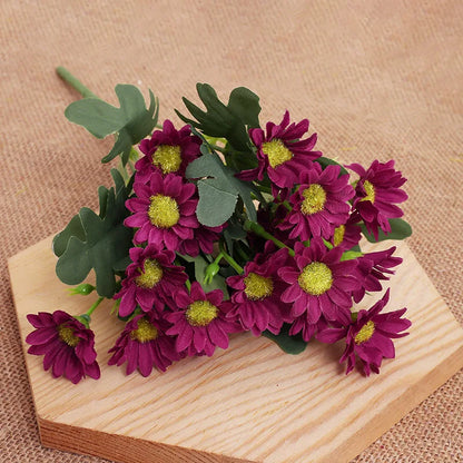 Silk Daisy Artificial Flowers Bouquet for Bridal Shower, Wedding, Home, Garden Decor, Autumn Party, Outdoor Venue Embellishment, Craft Projects, No Wilt, Easy Care