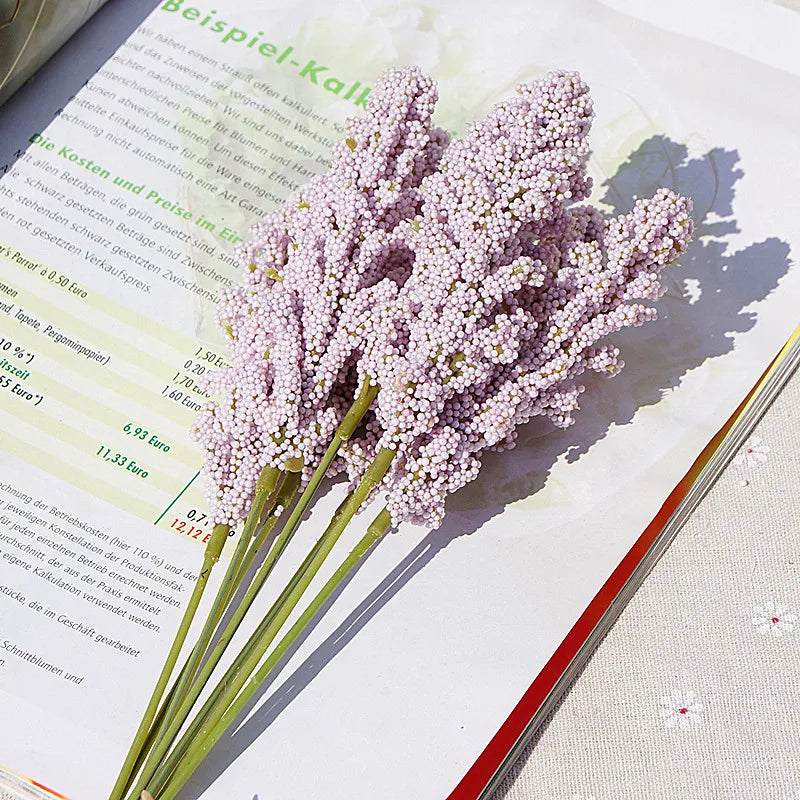 silk lavender artificial flower bouquet 6-piece set for home and event decor, ideal for weddings, parties & outdoor use