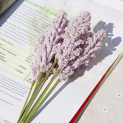 Silk Lavender Artificial Flower Bouquet 6-Piece Set for Home and Event Decor, Ideal for Weddings, Parties & Outdoor Use