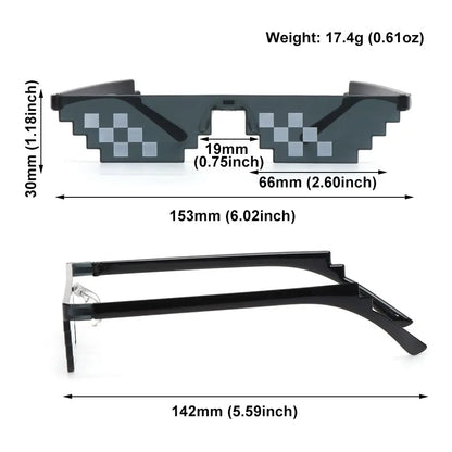 New Design Funny Mosaic Sunglasses Thug Life Sun Glasses Pixel Black Retro Gamer Robot Eyewear for Birthday Parties and Cosplay Favors