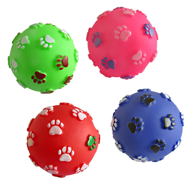 squeaky rubber dog ball toy, durable 6cm chew toy for puppies & small dogs, interactive plastic fetch ball, ideal for training & reducing pet boredom