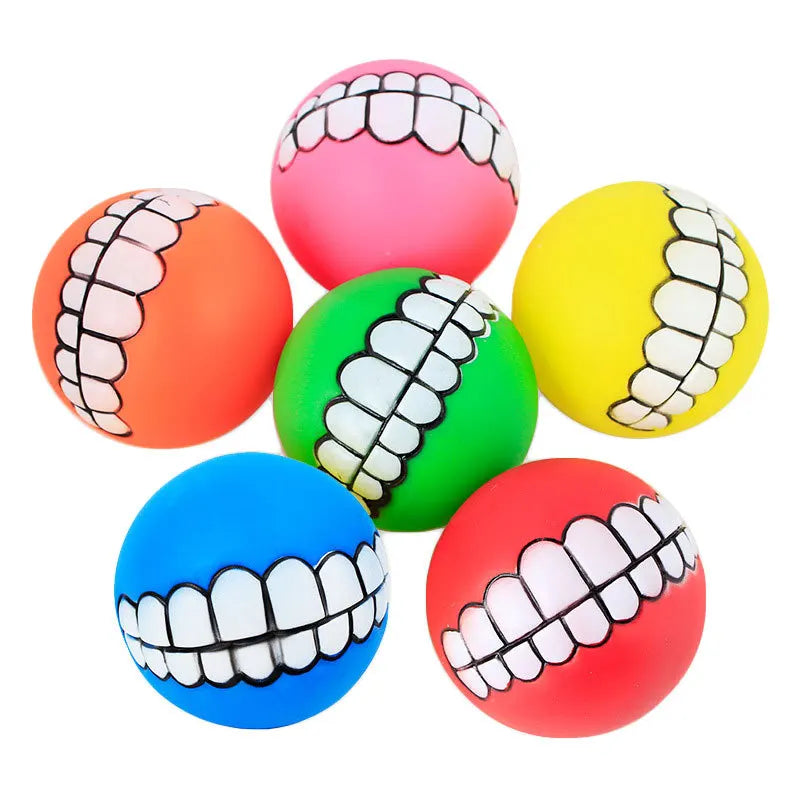 squeaky rubber dog ball toy, durable 6cm chew toy for puppies & small dogs, interactive plastic fetch ball, ideal for training & reducing pet boredom