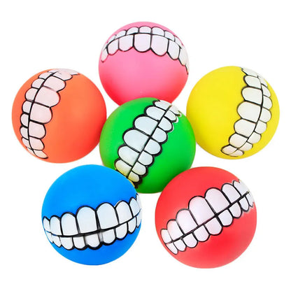 Squeaky Rubber Dog Ball Toy, Durable 6cm Chew Toy for Puppies & Small Dogs, Interactive Plastic Fetch Ball, Ideal for Training & Reducing Pet Boredom